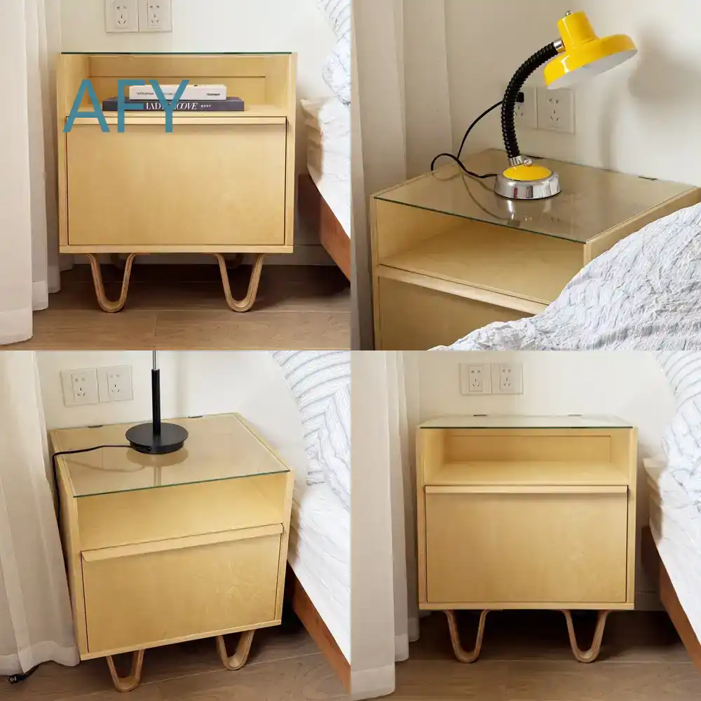 Muji Home Storage - 중세 스타일의 단단한 나무 침실용 탁자,
