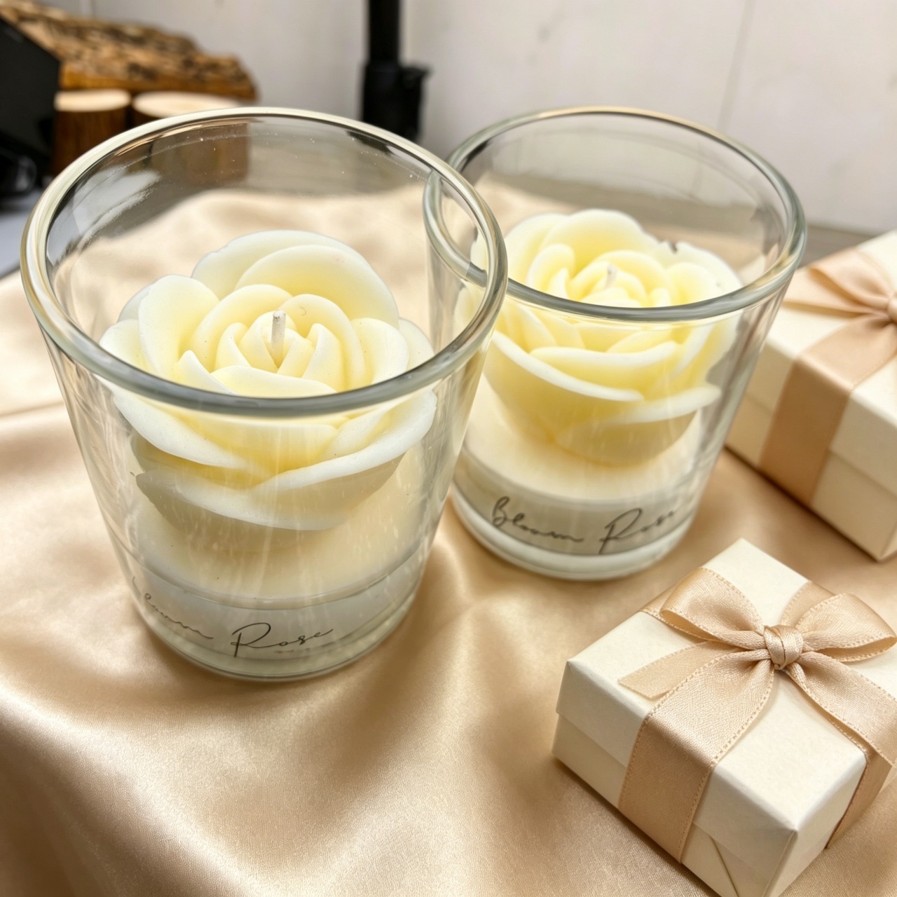 Home Fragrance Kit - 장미 모양 향초 로맨틱한 분위기 장식품