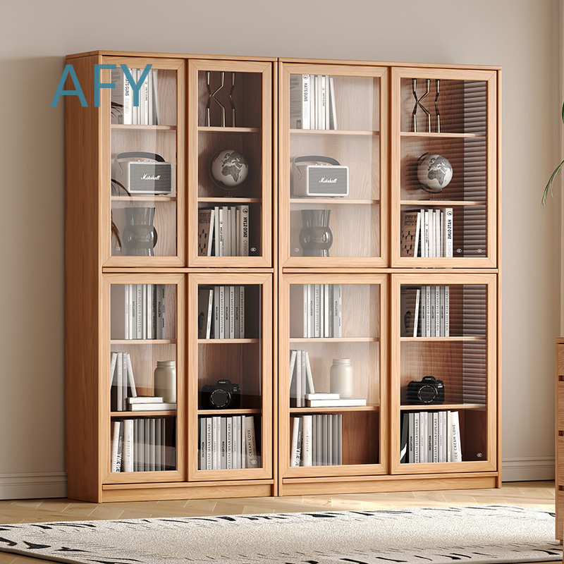 슬라이딩 유리문과 선반이 있는 솔리드 오크 책장, 현대 - Muji Home Storage 리뷰 및 가격